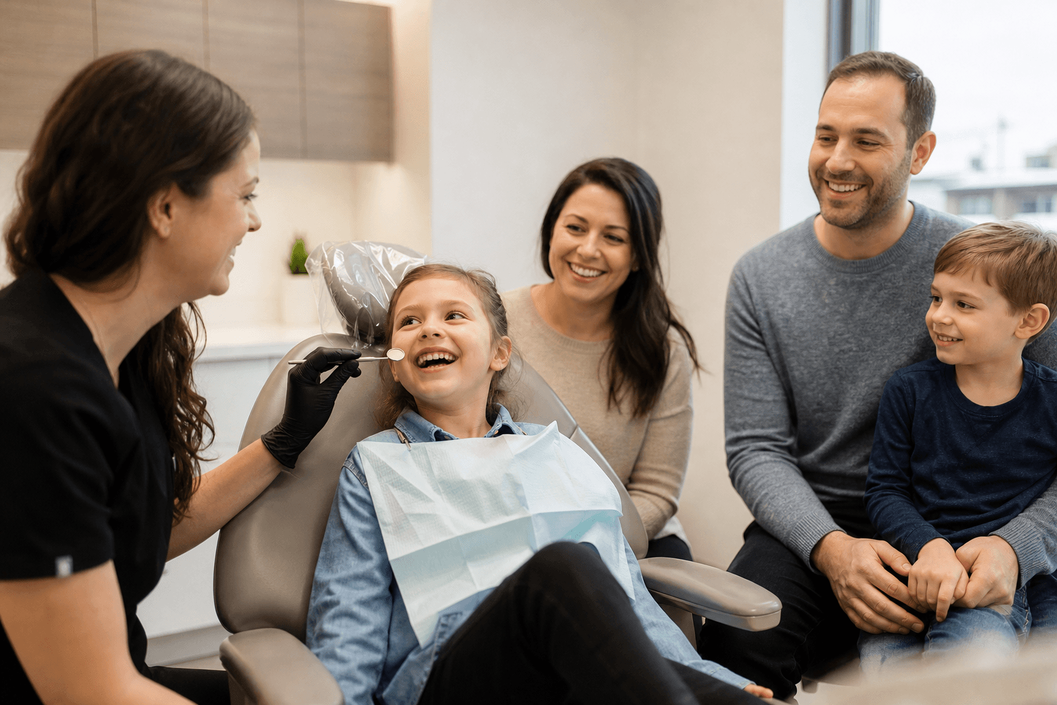 Same-day dentist in Edmonton assisting a patient with emergency dental care